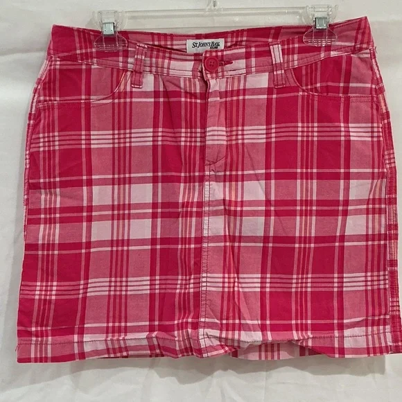 St. John's Bay Pink and White Plaid Mini Skirt - Picture 2 of 5